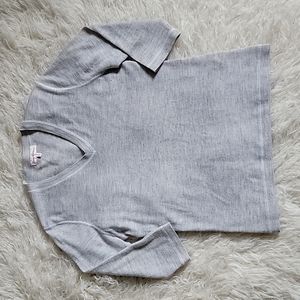 Nancy Heller 3/4 Sleeve V-Neck Cashmere Sweater Top Soft Light Gray